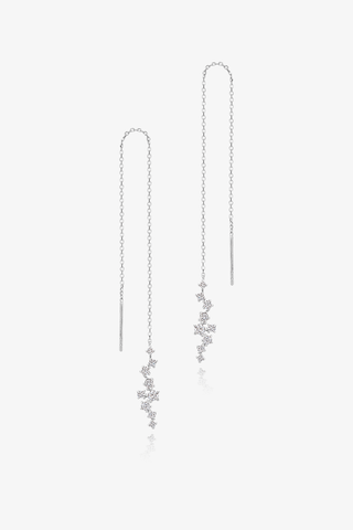 Lab Diamond Chain Earrings in Yellow/White Gold - Zaiyou Jewelry