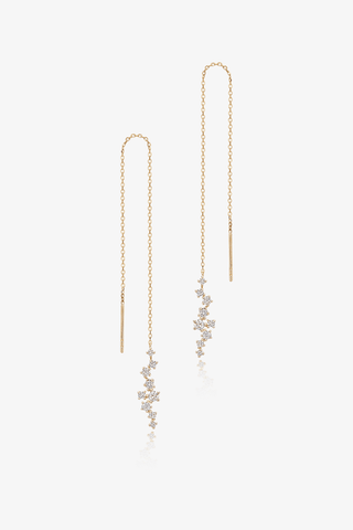 Lab Diamond Chain Earrings in Yellow/White Gold - Zaiyou Jewelry