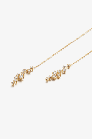 Lab Diamond Chain Earrings in Yellow/White Gold - Zaiyou Jewelry