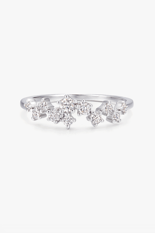 Lab Diamond Cluster Ring in Yellow/White Gold - Zaiyou Jewelry