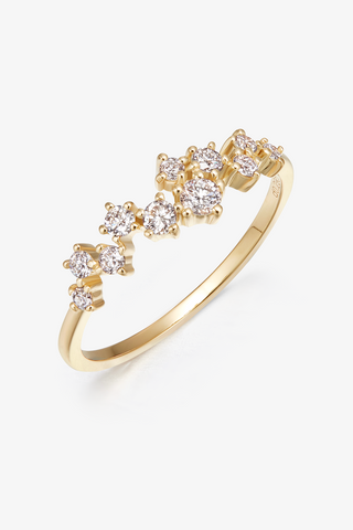 Lab Diamond Cluster Ring in Yellow/White Gold - Zaiyou Jewelry