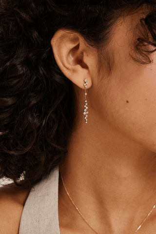 Lab Diamond Drop Earrings in Yellow/White Gold - Zaiyou Jewelry