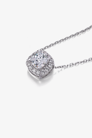 Cushion-cut Lab Diamond Halo Pendant in White Gold - Zaiyou Jewelry