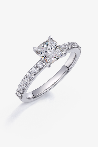 Cushion-cut Lab Diamond Engagement Ring in white gold - Zaiyou Jewelry