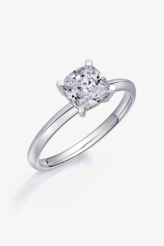 Cushion-cut Lab Diamond Solitaire Engagement Ring in White Gold - Zaiyou Jewelry