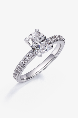 Oval Lab Diamond Engagement Ring in white gold - Zaiyou Jewelry