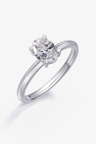 Oval Lab Diamond Solitaire Engagement Ring in White Gold - Zaiyou Jewelry