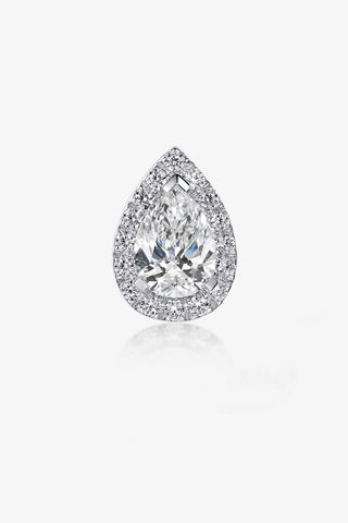 Pear Lab Diamond Halo Pendant in White Gold