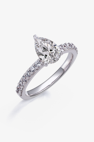 Pear Lab Diamond Engagement Ring in white gold - Zaiyou Jewelry