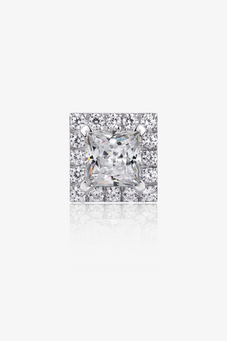 Princess-cut Lab Diamond Halo Pendant in White Gold - Zaiyou Jewelry