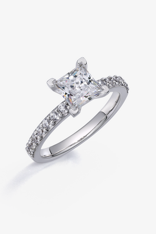 Princess-cut Lab Diamond Engagement Ring in white gold - Zaiyou Jewelry