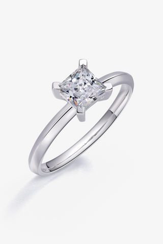 Princess-cut Lab Diamond Solitaire Engagement Ring in White Gold - Zaiyou Jewelry