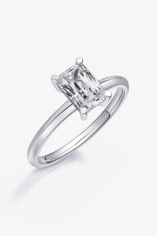 Radiant-cut Lab Diamond Solitaire Engagement Ring in White Gold - Zaiyou Jewelry