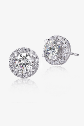 Round Lab Diamond Halo Stud Earrings in White Gold - Zaiyou Jewelry