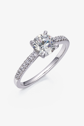 Round Lab Diamond Engagement Ring in white gold - Zaiyou Jewelry