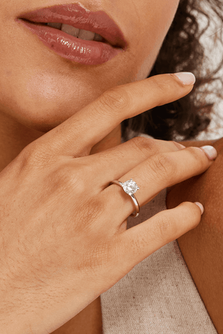 Round Lab Diamond Solitaire Engagement Ring in White Gold - Zaiyou Jewelry