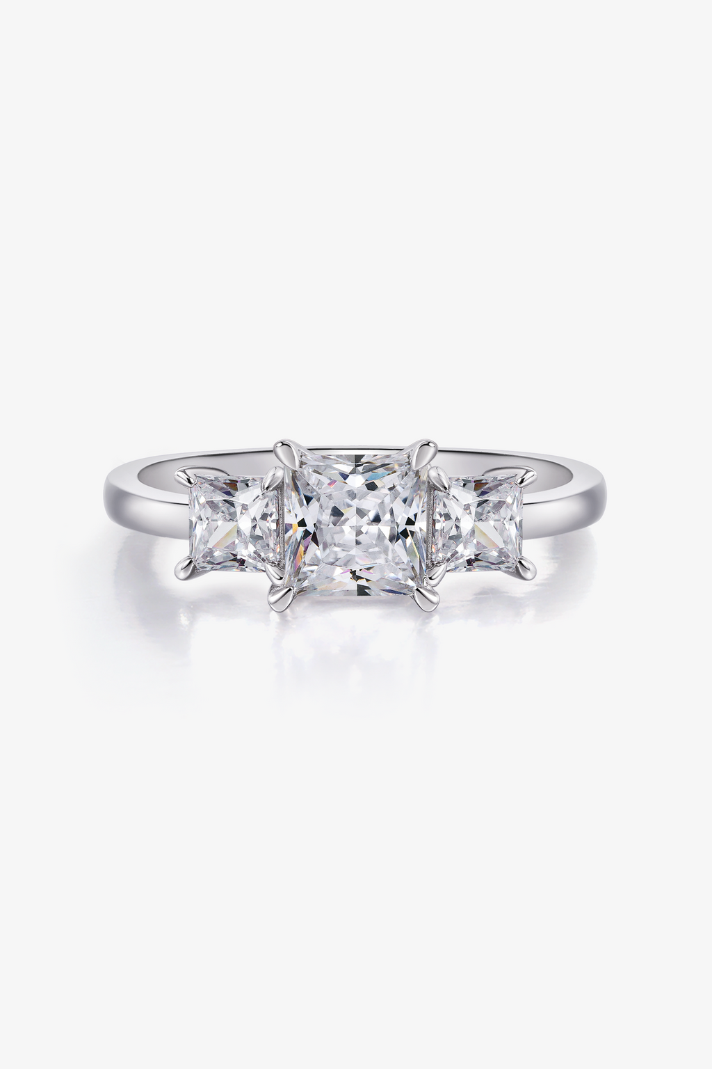 Three Stone Princess-cut Lab Diamond Engagement Ring in White Gold ...