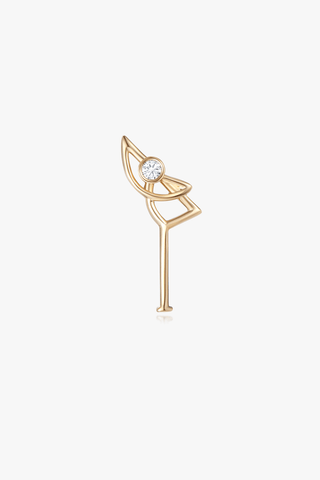 Standing Bow Pose Lab Diamond Single Stud Earring in Yellow Gold - Zaiyou Jewelry