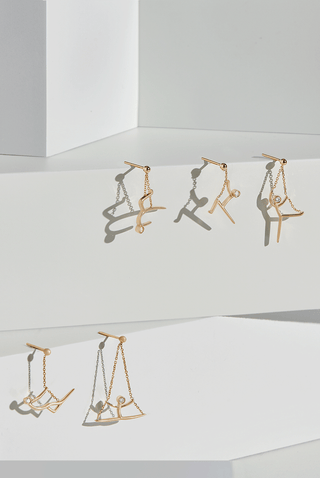 Suspended Splits Pose Lab Diamond Single Drop Earring in Yellow Gold - Zaiyou Jewelry