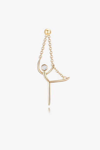 T Balance Pose Lab Diamond Single Drop Earring in Yellow Gold - Zaiyou Jewelry