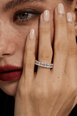 Emerald-cut Lab Diamond Eternity Ring in White Gold - Zaiyou Jewelry