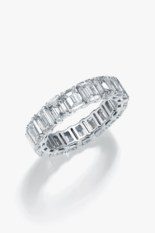 Emerald-cut Lab Diamond Eternity Ring in White Gold - Zaiyou Jewelry