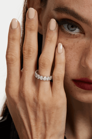 Oval Lab Diamond Eternity Ring in White Gold - Zaiyou Jewelry