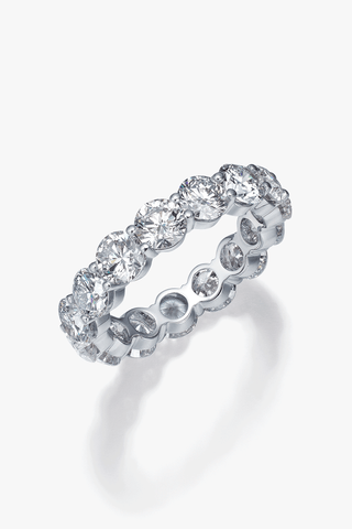 Round Lab Diamond Eternity Ring in White Gold - Zaiyou Jewelry