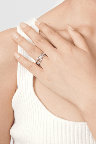 Baguette Lab Grown Diamond Ring in White Gold - Zaiyou Jewelry