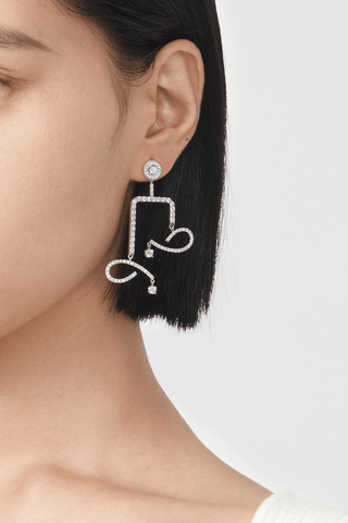 Lab Grown Diamond Balance Drop Earrings in White Gold - Zaiyou Jewelry