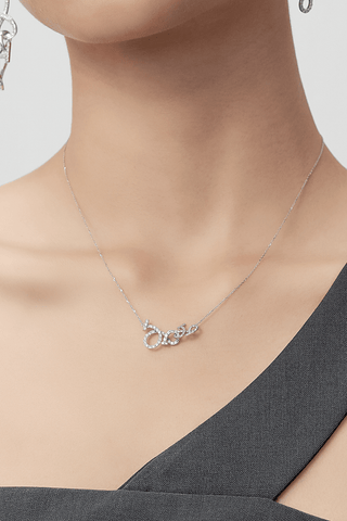 Lab Grown Diamond Flow Line Necklace in White Gold - Zaiyou Jewelry