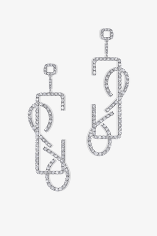 Lab Grown Diamond Modern Drop Earrings in White Gold - Zaiyou Jewelry