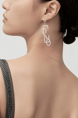 Lab Grown Diamond Modern Drop Earrings in White Gold - Zaiyou Jewelry