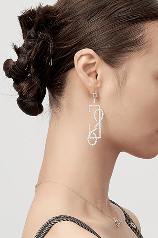 Lab Grown Diamond Modern Drop Earrings in White Gold - Zaiyou Jewelry