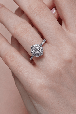 Lab Diamond Engagement Ring in White Gold - Athena - Zaiyou Jewelry