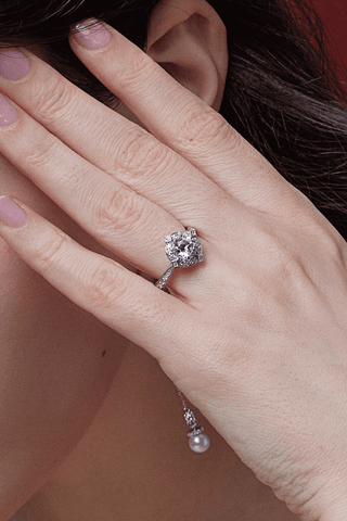 Lab Diamond Engagement Ring in White Gold - Athena - Zaiyou Jewelry