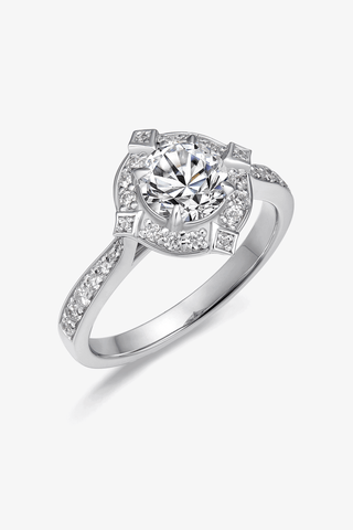 Lab Diamond Engagement Ring in White Gold - Athena - Zaiyou Jewelry