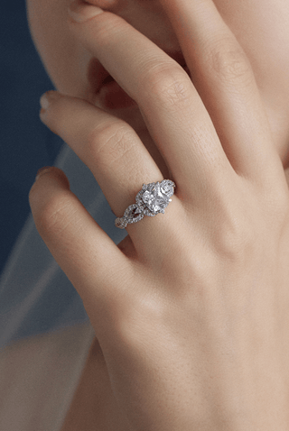 Lab Diamond  Engagement Ring in White Gold - Gaea - Zaiyou Jewelry