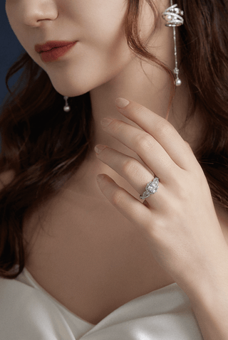 Lab Diamond  Engagement Ring in White Gold - Gaea - Zaiyou Jewelry