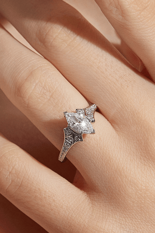 Lab Diamond  Engagement Ring in White Gold - Hemera - Zaiyou Jewelry