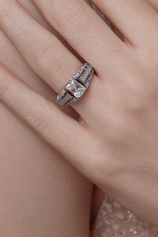 Lab Diamond  Engagement Ring in White Gold - Hera - Zaiyou Jewelry