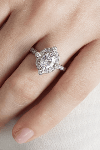 Lab Diamond  Engagement Ring in White Gold - Rhea - Zaiyou Jewelry