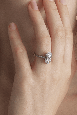 Lab Diamond  Engagement Ring in White Gold - Styx - Zaiyou Jewelry