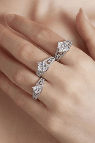 Lab Diamond Engagement Ring in White Gold - Aphrodite - Zaiyou Jewelry