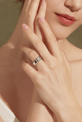 Lab Diamond Wedding Ring in White Gold - Daphne - Zaiyou Jewelry