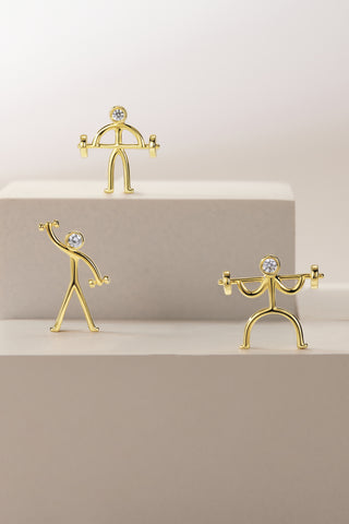 GYM 1 Lab Diamond Single Stud Earring in Yellow Gold-Zaiyou Jewelry