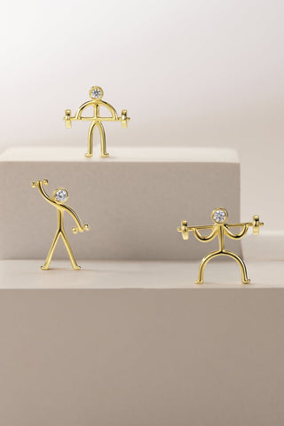 GYM 4 Lab Diamond Single Stud Earring in Yellow Gold-Zaiyou Jewelry