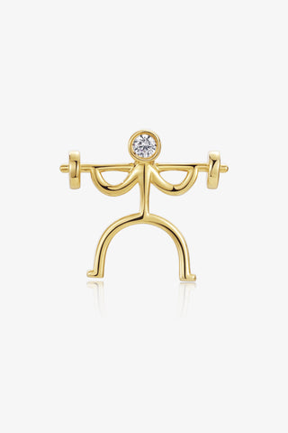 GYM 2 Lab Diamond Single Stud Earring in Yellow Gold - Zaiyou Jewelry