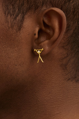 GYM 3 Lab Diamond Single Stud Earring in Yellow Gold - Zaiyou Jewelry