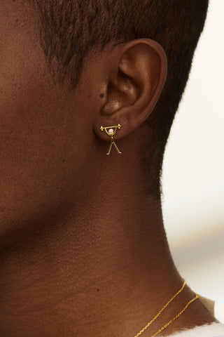 GYM 3 Lab Diamond Single Stud Earring in Yellow Gold - Zaiyou Jewelry